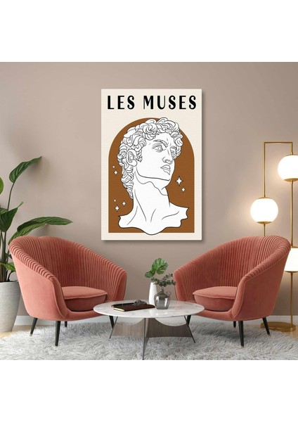 Les Muses Kirişli Toprak Rengi Davud Heykeli Minimal Kanvas Tablo