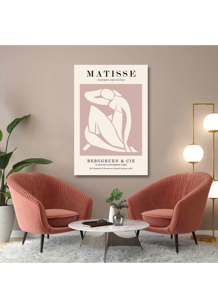 Matisse Nü Kadın Ilüstrasyonu Pembe Fon Minimal Boho Kanvas Tablo