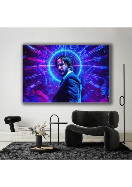 John Wick Neon Yuvarlak Işıklar Keanu Reeves Kanvas Tablo