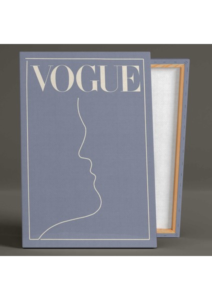 Vogue Dergi Kapağı Öpüşen Çift Gri Çizgisel Minimal Kanvas Tablo