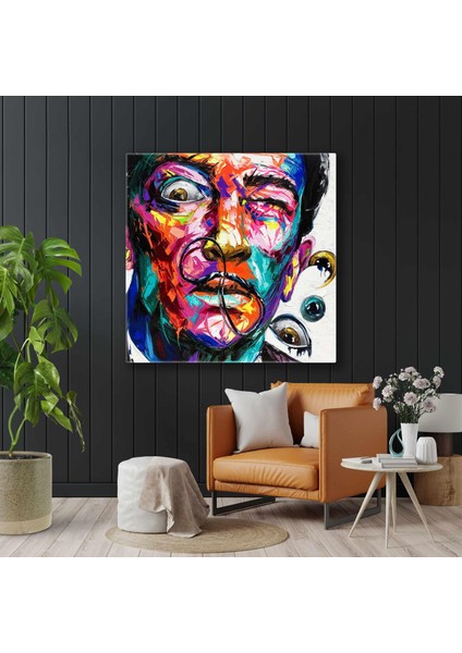 Ünlü Sürrealist Ressam Salvador Dali Renkli Portresi Kanvas Tablo