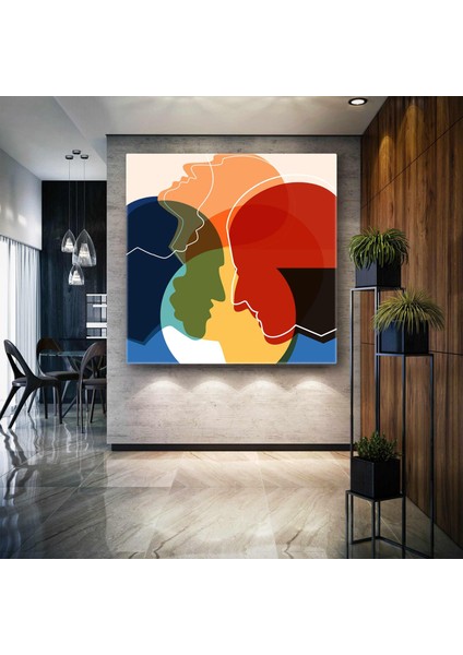 Saydam Birbirinin Içinden Geçen Kafalar Minimal Kanvas Tablo
