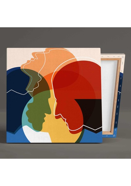 Saydam Birbirinin Içinden Geçen Kafalar Minimal Kanvas Tablo fiyatları