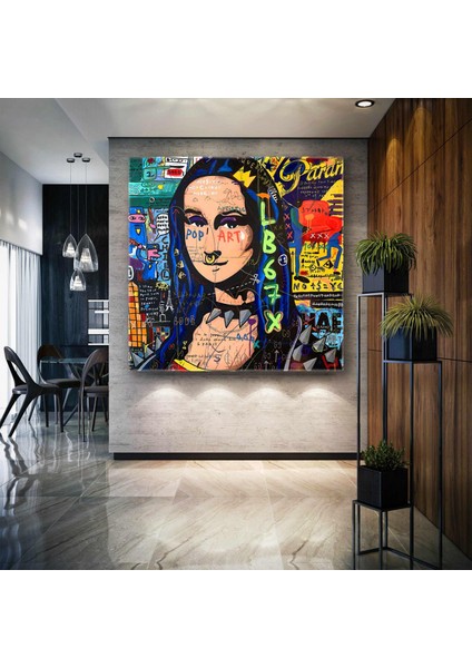 Leonardo Da Vinci Mona Lisa Grafitti Modern Kanvas Tablo