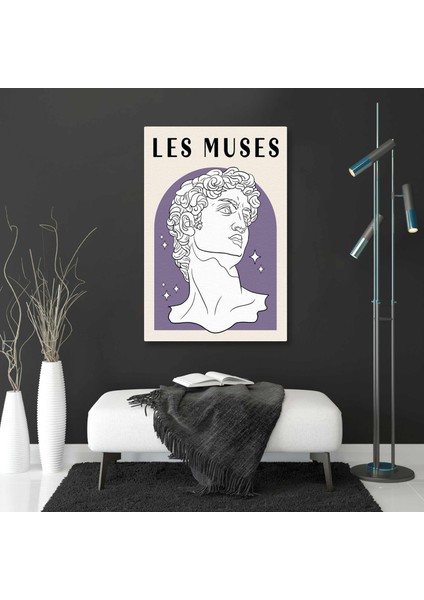 Les Muses Kirişli Mor Davud Heykeli Minimal Kanvas Tablo