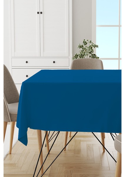 Mavi Sade Masa Örtüsü Tay Tüyü Kadife Leke Tutmaz Yıkanabilir Dokuma Kumaş Düz Tek Renk MSO021