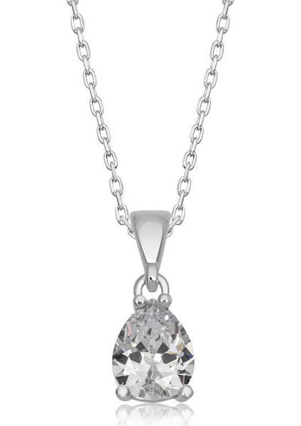 Gümüş Damla Zirkon Taşlı Kadın Kolye