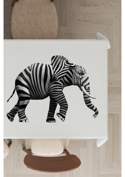 Leke Tutmayan Dokuma Elit Yıkanır Leke Tutmayan Kumaş Fil Desenli Masa Örtüsü MSO446