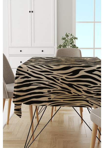 Leke Tutmayan Dokuma Elit Yıkanır Leke Tutmayan Kumaş Zebra Desenli Masa Örtüsü MSO096
