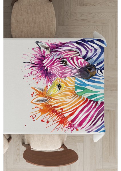 Leke Tutmayan Dokuma Elit Yıkanır Leke Tutmayan Kumaş Zebra Desenli Masa Örtüsü MSO445