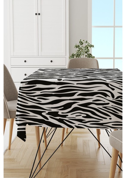 Leke Tutmayan Dokuma Elit Yıkanır Leke Tutmayan Kumaş Zebra Desenli Masa Örtüsü MSO100
