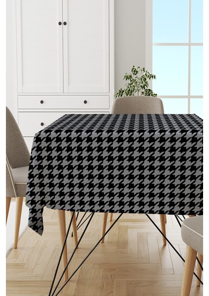 Leke Tutmayan Dokuma Elit Yıkanır Leke Tutmayan Kumaş Kaz Ayağı Desenli Masa Örtüsü MSO120