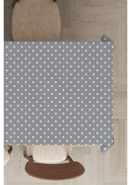 Leke Tutmayan Dokuma Elit Yıkanır Leke Tutmayan Kumaş Puantiyeli Masa Örtüsü MSO173