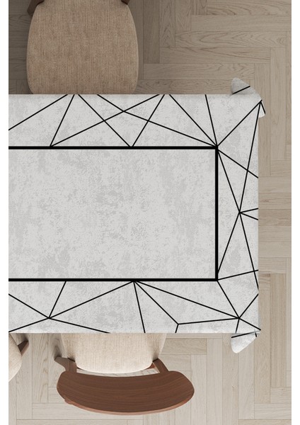 Leke Tutmayan Dokuma Elit Yıkanır Leke Tutmayan Kumaş Çerçeveli Masa Örtüsü MSO374