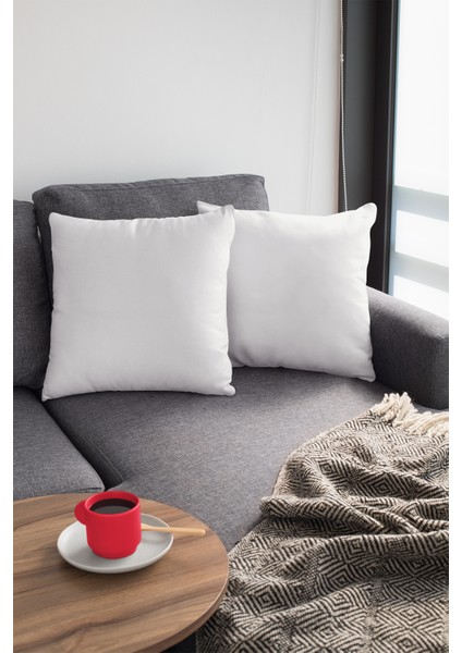 4'lü 43 x 43 cm Beyaz Tay Tüyü Döşemelik Premium Kumaş Dekoratif Çift Taraflı Kırlent Kılıfı KRL026 fiyatları