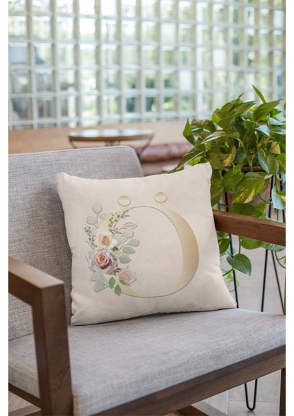 43 x 43 cm Bej Döşemelik Tay Tüyü Premium Kumaş Dekoratif Çift Taraflı Ö Harfli Kırlent Kılıfı KRL548 fiyatları
