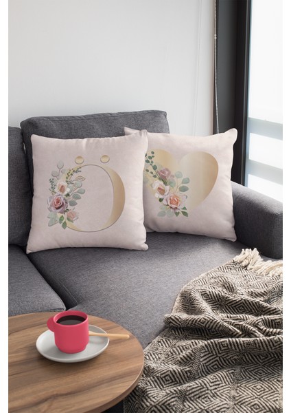 43 x 43 cm Bej Döşemelik Tay Tüyü Premium Kumaş Dekoratif Çift Taraflı Ö Harfli Kırlent Kılıfı KRL548 modelleri