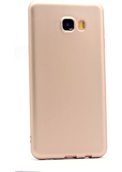 Samsung Galaxy C5 Kılıf Premier Silikon Kılıf+Nano Glass Koruyucu Gold