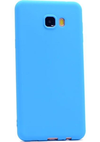 Samsung Galaxy C5 Kılıf Premier Silikon Kılıf+Nano Glass Koruyucu Mavi