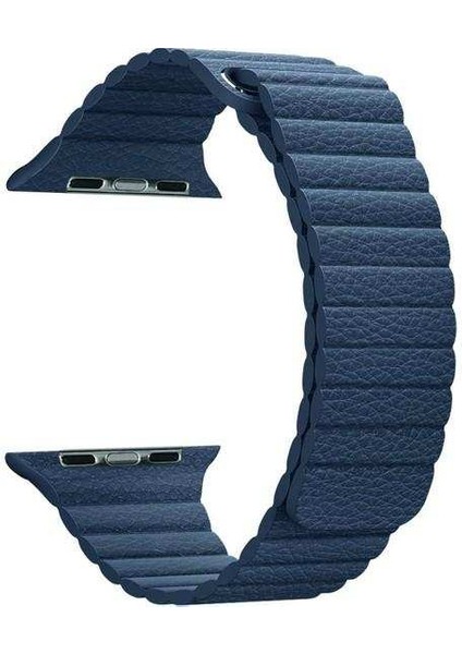 Apple Watch Edition 3 38MM Uyumlu Kordon Loop Deri Mıknatıslı Saat Kordonu 38/K09--LACIVERT