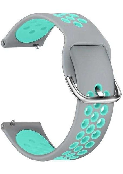 Amzafit Stratos 2 Uyumlu Kordon Ring Sport Saat Kordonu 22/K10--GRI-TURKUAZ