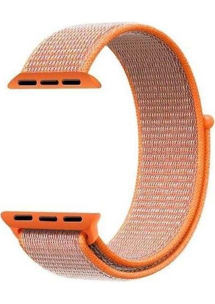 Apple Watch Nike 3 38MM Uyumlu Kordon Cırtcırt Kumaş Saat Kordonu 38/K03--TURUNCU