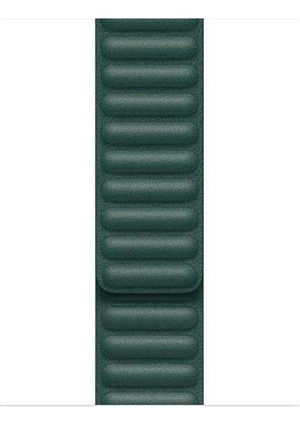 Apsuwa Apple Watch Nike 3 38MM Uyumlu Kordon Leather Mıknatıslı Saat Kordonu 38/K34--KOYU Yeşil