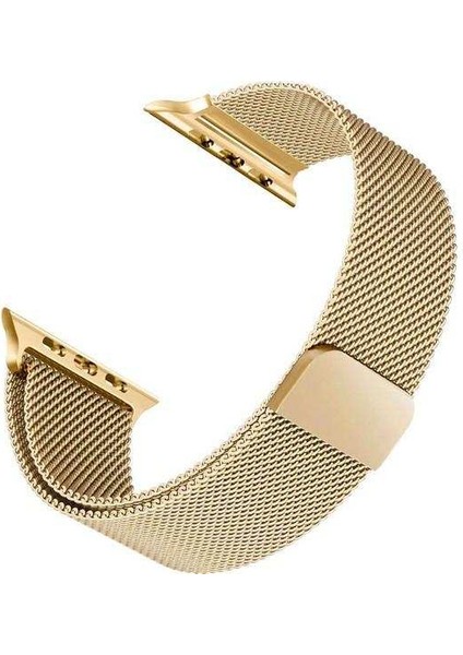 Apple Watch 3 38MM Uyumlu Kordon Metal Hasır Örgü Saat Kordonu 38/K01--GOLD