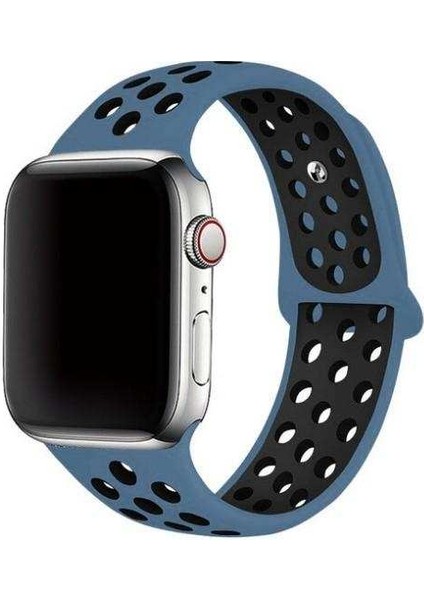Apple Watch 6 40MM Uyumlu Kordon Rex Antialerjik Spor Saat Kordonu 40/DISK02--MAVI-SIYAH