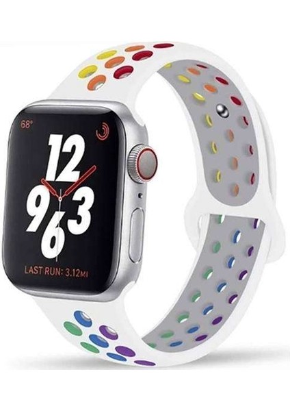 Apple Watch Nike 6 44MM Uyumlu Kordon Rex Antialerjik Spor Saat Kordonu 44/DISK02--GÖKKUŞAĞI