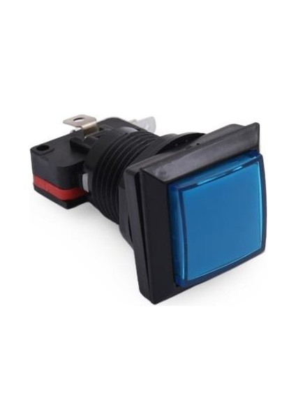 33MM 12V Kare Işıklı Oyun Makinesi Butonu - Mavi