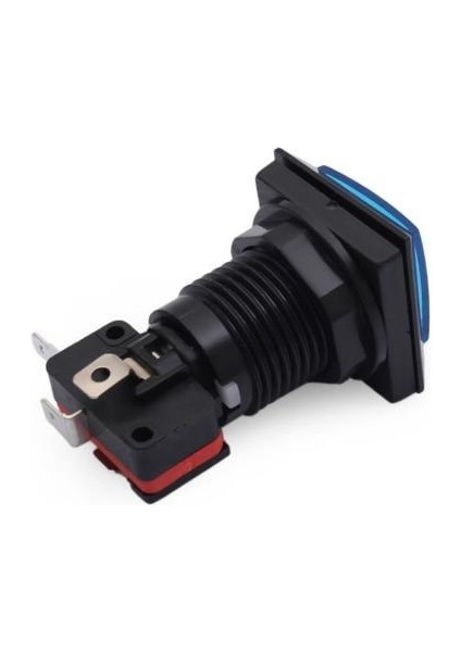33MM 12V Kare Işıklı Oyun Makinesi Butonu - Mavi