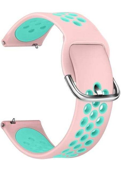 Amzafit Pace Uyumlu Kordon Ring Sport Saat Kordonu 22/K10--PEMBE-TURKUAZ