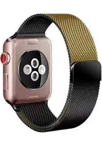 Apsuwa Apple Watch 3 38MM Uyumlu Kordon Çift Renk Metal Hasır Örgü Saat Kordonu 38/K22--KARIŞIK