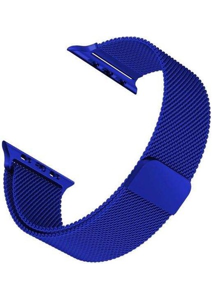 Apple Watch Nike 3 38MM Uyumlu Kordon Metal Hasır Örgü Saat Kordonu 38/K01--LACIVERT