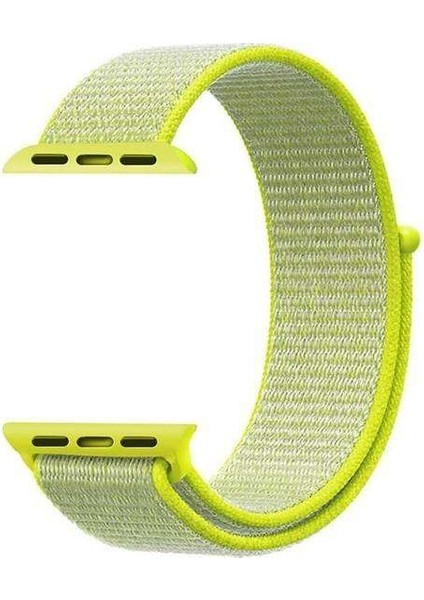 Apsuwa Apple Watch Nike+ 4 44MM Uyumlu Kordon Cırtcırt Kumaş Saat Kordonu 44/K03--SARI