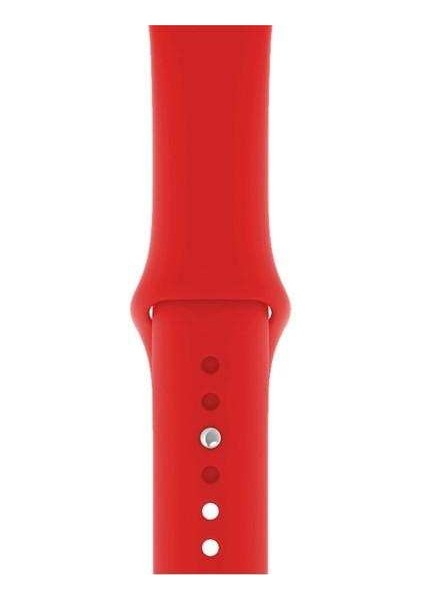 Apple Watch Edition 3 38MM Uyumlu Kordon Mat Jel Silikon Saat Kordonu 38/bb--Kırmızı