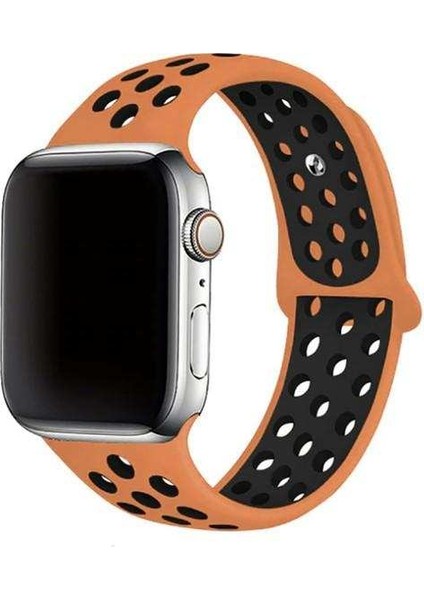 Apsuwa Apple Watch 3 38MM Uyumlu Kordon Rex Antialerjik Spor Saat Kordonu 38/DISK02--TURUNCU-SIYAH