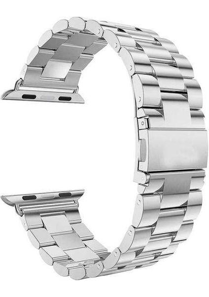 Apple Watch Nike 3 38MM Uyumlu Kordon Metal Paslanmaz Çelik Saat Kordonu 38/K04--GÜMÜŞ