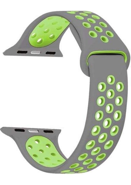 Apple Watch 3 38MM Uyumlu Kordon Ring Çift Renk Spor Saat Kordonu 38/K02--GRI-YEŞIL