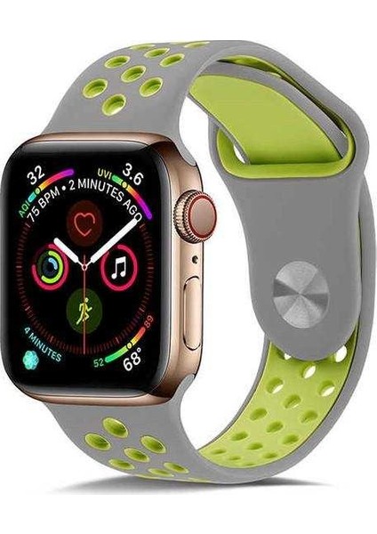 Apple Watch Sport 38MM Uyumlu Kordon Rex Antialerjik Spor Saat Kordonu 38/K02--GRI-SARI