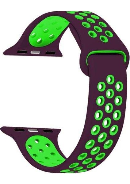 Apple Watch 3 38MM Uyumlu Kordon Ring Çift Renk Spor Saat Kordonu 38/K02--MOR-YEŞIL
