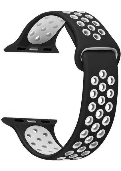 Apsuwa Apple Watch Nike Se 40MM Uyumlu Kordon Ring Çift Renk Spor Saat Kordonu 40/K02--SIYAH-BEYAZ