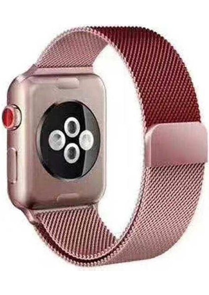 Apple Watch 3 38MM Uyumlu Kordon Çift Renk Metal Hasır Örgü Saat Kordonu 38/K22--ROSE Gold