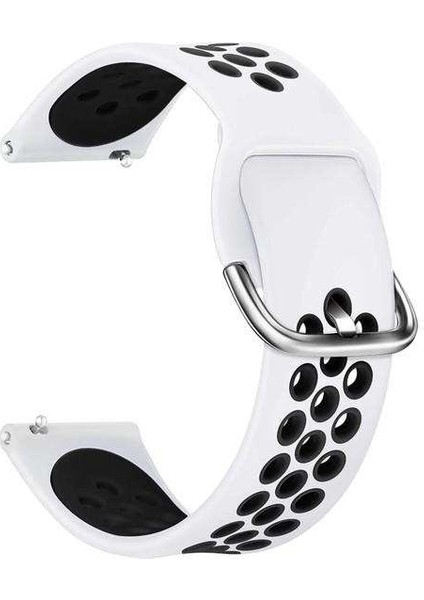 Amzafit Pace Uyumlu Kordon Ring Sport Saat Kordonu 22/K10--BEYAZ-SIYAH