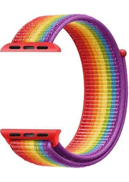 Apple Watch Nike+ 4 44MM Uyumlu Kordon Cırtcırt Kumaş Saat Kordonu 44/K03--KARIŞIK