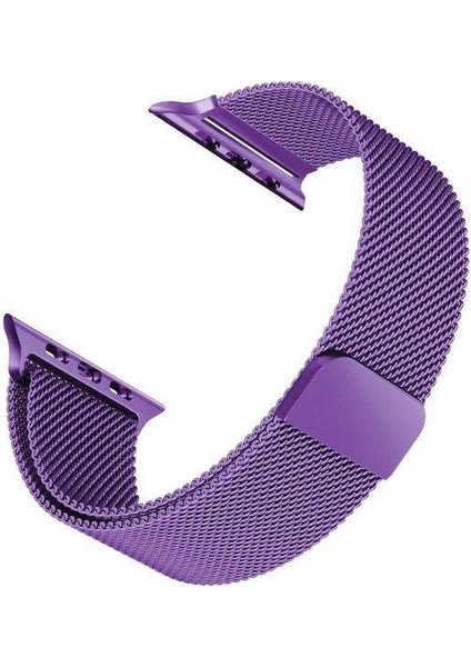 Apple Watch Edition 3 38MM Uyumlu Kordon Metal Hasır Örgü Saat Kordonu 38/K01--MOR