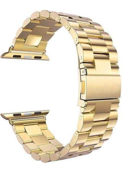 Apple Watch Edition 3 38MM Uyumlu Kordon Metal Paslanmaz Çelik Saat Kordonu 38/K04--GOLD