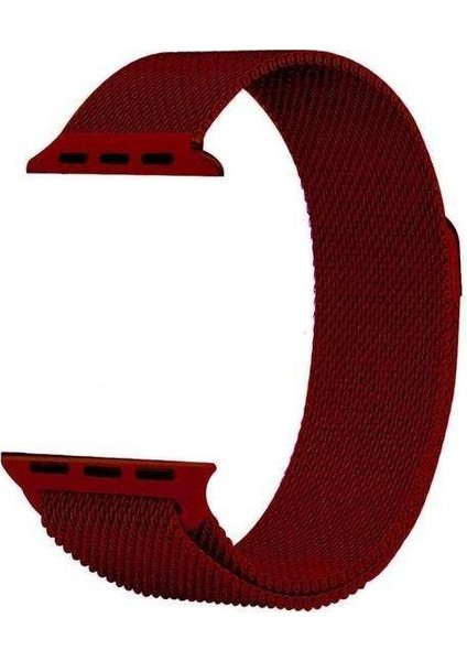 Apple Watch Edition 3 38MM Uyumlu Kordon Metal Wire Örgü Saat Kordonu 38/K01K--KIRMIZI