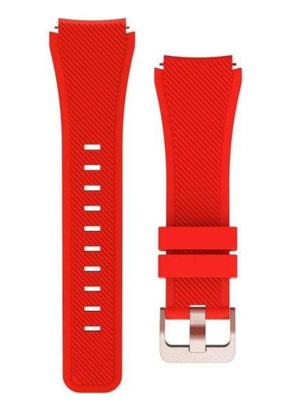 Fossil Gen 5 Carlyle Hr Uyumlu Kordon Çizgili Soft Silikon Saat Kordonu 22/lm2--Kırmızı